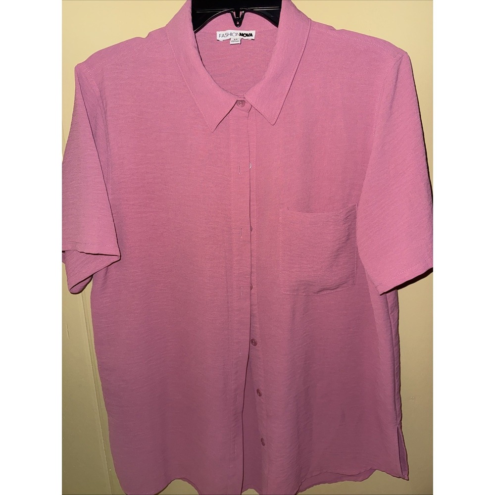 fashion nova pink button up blouse
